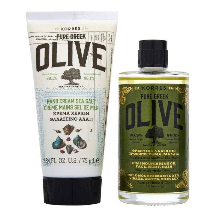 Pure Greek Olive 3-in-1 Nourishing Oil and Hand Cream Set